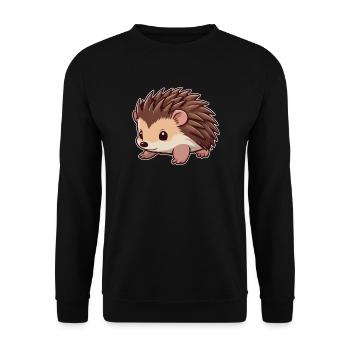 Niedlicher Igel Tier - Unisex Pullover - Schwarz - Vorne - Alina (178cm) & Michal (187cm)