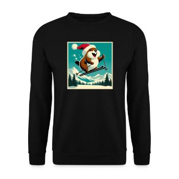 Marmotte Ski Affiche Vintage - Sweat-shirt Unisexe - noir - Devant - Alina (178cm) & Michal (187cm)