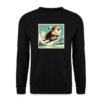 Marmotte Ski Vintage - Sweat-shirt Unisexe - noir - Devant - Alina (178cm) & Michal (187cm)