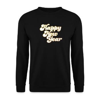 Happy New Year Sylvester cool Gold 2024 Retro - Unisex Pullover - Schwarz - Vorne - Alina (178cm) & Michal (187cm)
