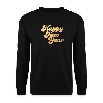 Happy New Year Gold New Year's Eve Cool 2024 Retro - Unisex Sweatshirt - black - Front - Alina (178cm) & Michal (187cm)