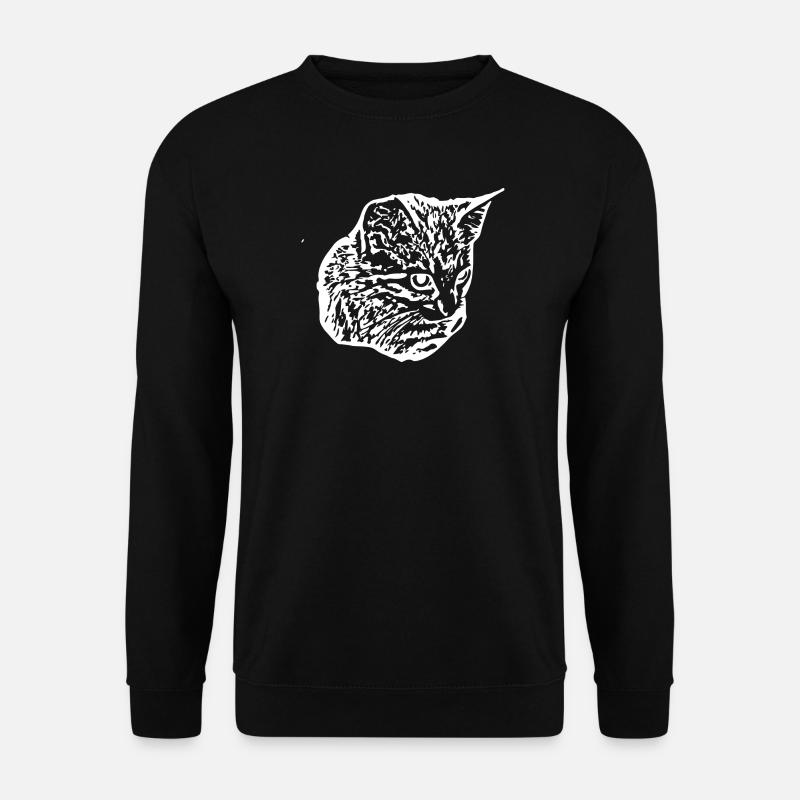 Katze weiß Silhouette Geschenk Katzenliebhaber - Unisex Pullover - Schwarz