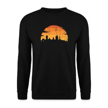 Sunset City Silhouette - Unisex Pullover - Schwarz - Vorne - Alina (178cm) & Michal (187cm)