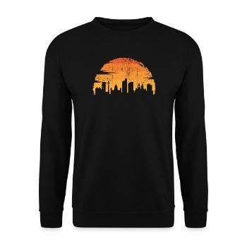 Sunset City Skyline Silhouette - Unisex Sweatshirt - black - Front - Alina (178cm) & Michal (187cm)
