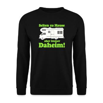 Wohnmobil,Camping,Fun Shirt,Wohnmobil daheim(25) - Unisex Pullover - Schwarz - Vorne - Alina (178cm) & Michal (187cm)