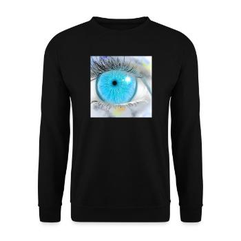 Faszinierende blaue Augenillustration - Unisex Pullover - Schwarz - Vorne - Alina (178cm) & Michal (187cm)