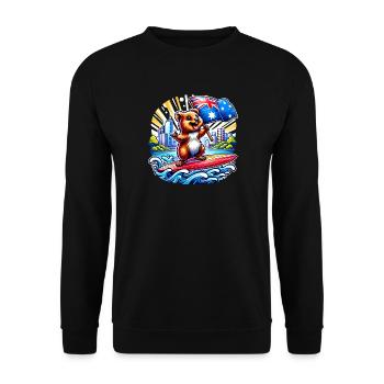 Design de surf australien Quokka - Sweat-shirt Unisexe - noir - Devant - Alina (178cm) & Michal (187cm)