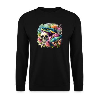 Serpent Crâne - Sweat-shirt Unisexe - noir - Devant - Alina (178cm) & Michal (187cm)