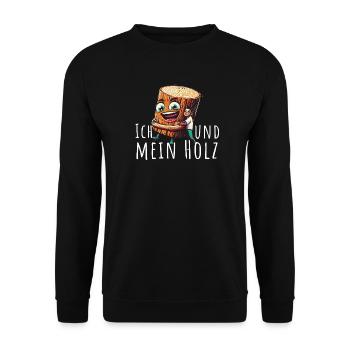 ich und mein holz forst holztransport forstwirt - Unisex Pullover - Schwarz - Vorne - Alina (178cm) & Michal (187cm)