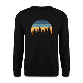 Forest Nature Retro Tree - Unisex Sweatshirt - black - Front - Alina (178cm) & Michal (187cm)