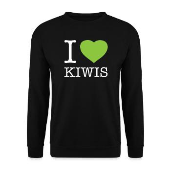 I LOVE KIWIS - Unisex Pullover - Schwarz - Vorne - Alina (178cm) & Michal (187cm)