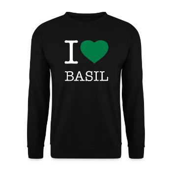 I LOVE BASIL Basilikum - Unisex Pullover - Schwarz - Vorne - Alina (178cm) & Michal (187cm)