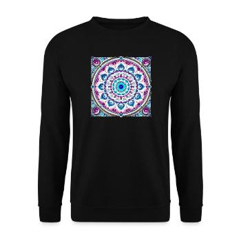 Mandala Orbital Bleu-Rose - Sweat-shirt Unisexe - noir - Devant - Alina (178cm) & Michal (187cm)