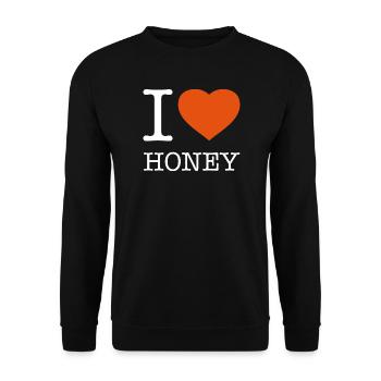 I LOVE HONEY - Unisex Pullover - Schwarz - Vorne - Alina (178cm) & Michal (187cm)