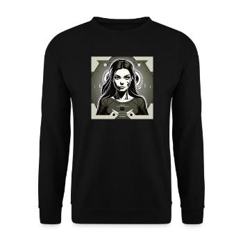 Cyber Girl in futuristic Manga Comic Style - Unisex Sweatshirt - black - Front - Alina (178cm) & Michal (187cm)