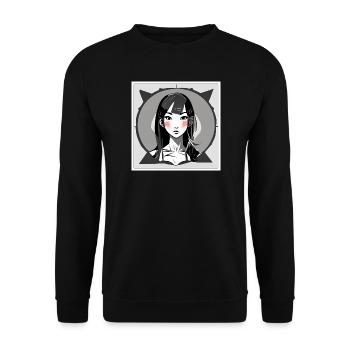 Blushing Manga Girl - Unisex Sweatshirt - black - Front - Alina (178cm) & Michal (187cm)