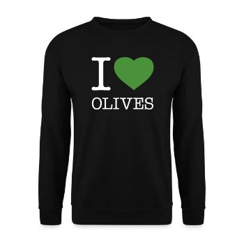 I LOVE OLIVES Oliven - Unisex Pullover - Schwarz - Vorne - Alina (178cm) & Michal (187cm)