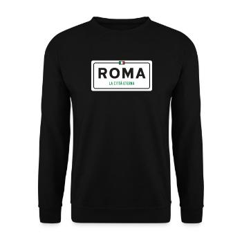 Rom Ortsschild - Unisex Pullover - Schwarz - Vorne - Alina (178cm) & Michal (187cm)