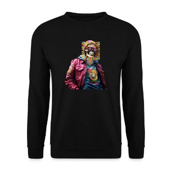 Skull With Pop Art - Unisex Sweatshirt - black - Front - Alina (178cm) & Michal (187cm)