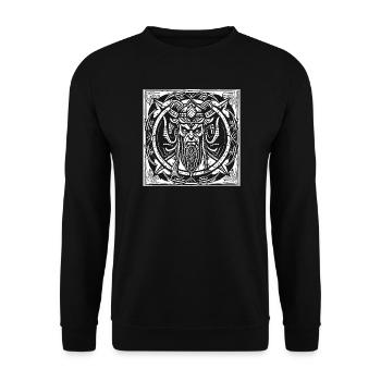 Norse Viking Demon on Pagan Tribal - Unisex Sweatshirt - black - Front - Alina (178cm) & Michal (187cm)