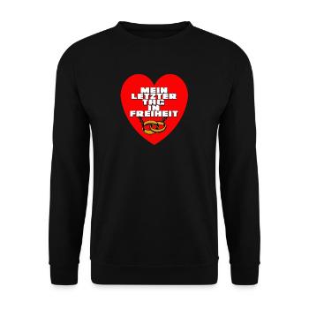 Junggesellenabschied , JGA Mein letzter Tag (25) - Unisex Pullover - Schwarz - Vorne - Alina (178cm) & Michal (187cm)