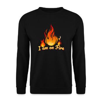 i am on fire feuer heiss spruch humor feuerwehr hot - Unisex Sweatshirt - black - Front - Alina (178cm) & Michal (187cm)