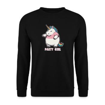 Einhorn Party Girl - Unisex Pullover - Schwarz - Vorne - Alina (178cm) & Michal (187cm)
