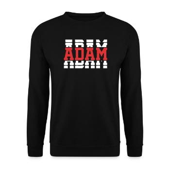 Adam T-Shirt T-Shirt Geschenkidee mit gestapeltem Text - Unisex Pullover - Schwarz - Vorne - Alina (178cm) & Michal (187cm)