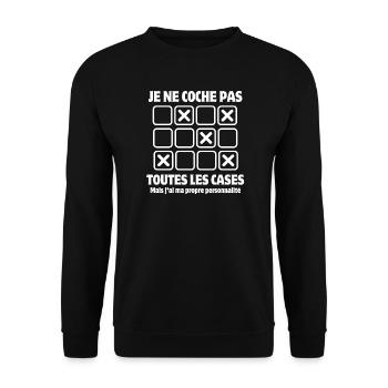personne, personnalité, différent - Sweat-shirt Unisexe - noir - Devant - Alina (178cm) & Michal (187cm)
