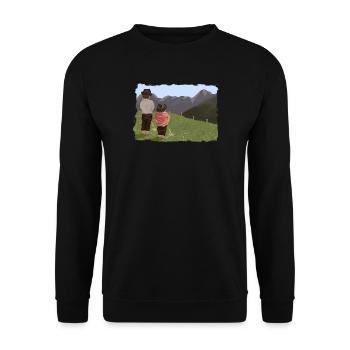 Biesler mit Aussicht - Unisex Pullover - Schwarz - Vorne - Alina (178cm) & Michal (187cm)
