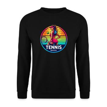 Tennis Queen Retro Badge - Unisex Sweatshirt - black - Front - Alina (178cm) & Michal (187cm)