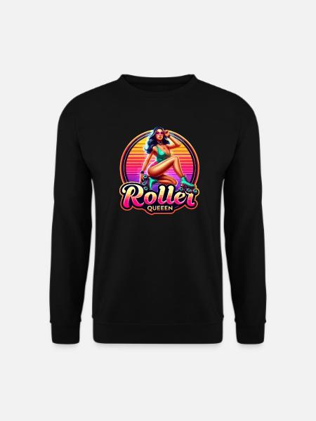 Vibrant Roller Queen Illustration - Unisex Sweatshirt - black