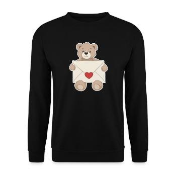 Teddy Bear with Love Letter Heart Love - Unisex Sweatshirt - black - Front - Alina (178cm) & Michal (187cm)