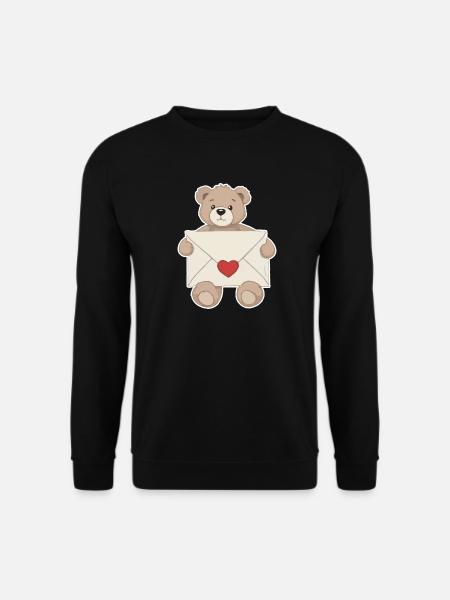 Teddybär mit Liebesbrief Herz Liebe - Unisex Pullover - Schwarz
