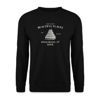 Shimabara Castle, Japan, Beautiful Places Drawing - Unisex Sweatshirt - black - Front - Alina (178cm) & Michal (187cm)