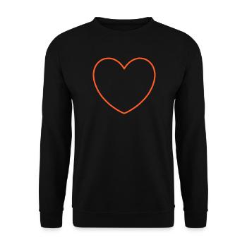 Orange on black heart outline - Unisex Sweatshirt - black - Front - Alina (178cm) & Michal (187cm)