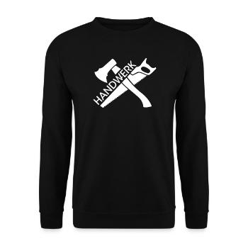 Handwerk Symbol Logo Axt Säge Werkzeuge Firma Team - Unisex Pullover - Schwarz - Vorne - Alina (178cm) & Michal (187cm)