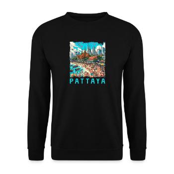 Pattaya Thailand Strand Design - Unisex Pullover - Schwarz - Vorne - Alina (178cm) & Michal (187cm)