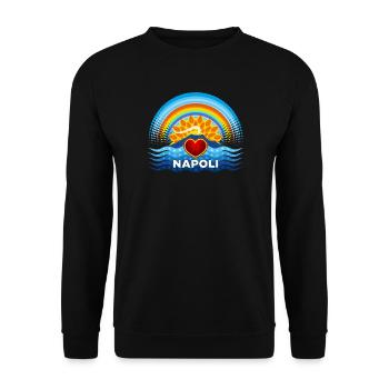 Naples Heart Vesuvius Sun and Rainbow - Unisex Sweatshirt - black - Front - Alina (178cm) & Michal (187cm)