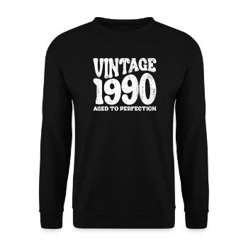 Jahrgang 1990 Bis zur Perfektion gereift - Unisex Pullover - Schwarz - Vorne - Alina (178cm) & Michal (187cm)