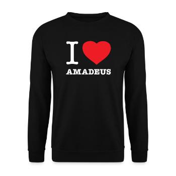 I LOVE AMADEUS - Unisex Pullover - Schwarz - Vorne - Alina (178cm) & Michal (187cm)