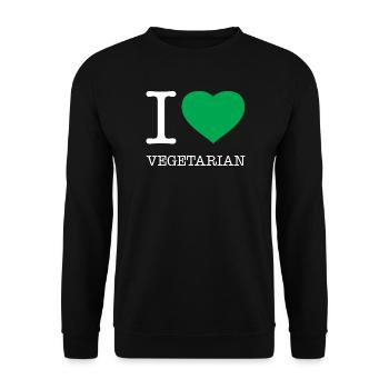 I LOVE VEGETARIAN - Unisex Pullover - Schwarz - Vorne - Alina (178cm) & Michal (187cm)