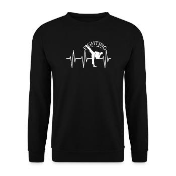 Puls Kick Kampfsport fighter Kämpfer Symbol Verein - Unisex Pullover - Schwarz - Vorne - Alina (178cm) & Michal (187cm)