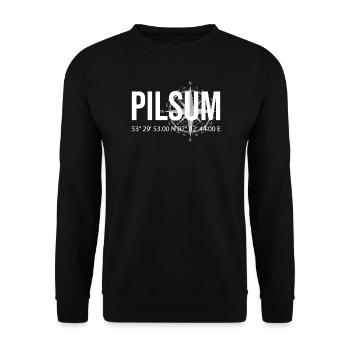 Koordinaten Pilsum - Unisex Pullover - Schwarz - Vorne - Alina (178cm) & Michal (187cm)