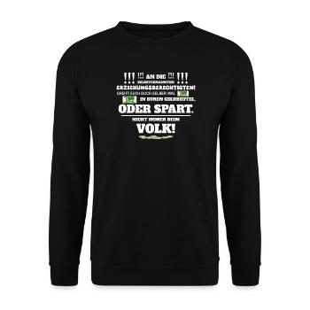 Nicht immer vom Volk - Unisex Pullover - Schwarz - Vorne - Alina (178cm) & Michal (187cm)