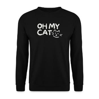 Humorous cat joke with handwritten style - Unisex Sweatshirt - black - Front - Alina (178cm) & Michal (187cm)