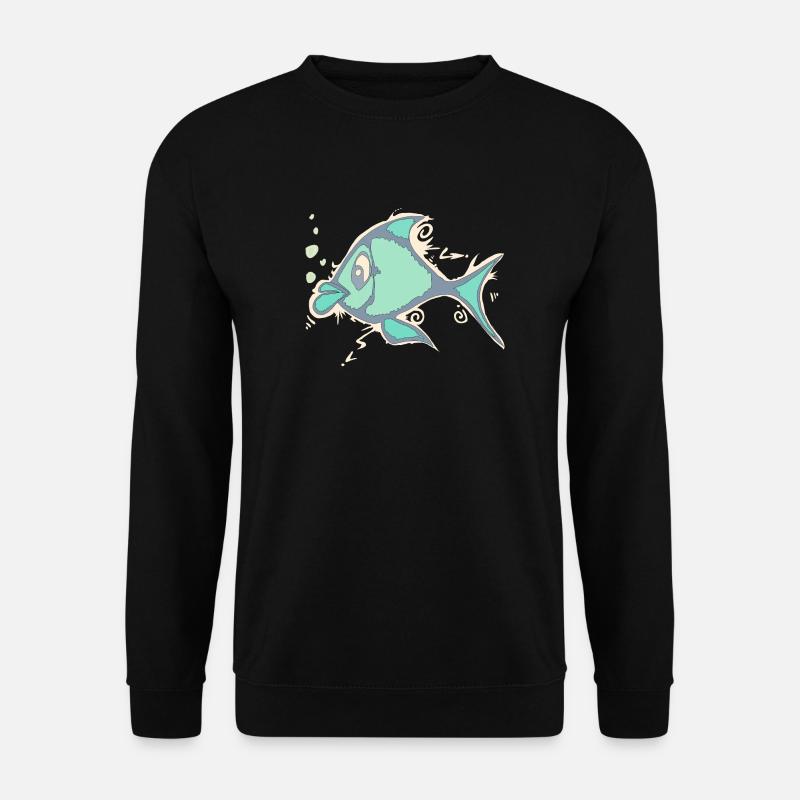 Fisch Linienkunst - Unisex Pullover - Schwarz