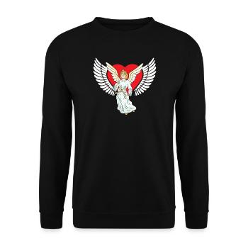 Herzlich Engel Herz Flügel Himmel Reinkarnation - Unisex Pullover - Schwarz - Vorne - Alina (178cm) & Michal (187cm)