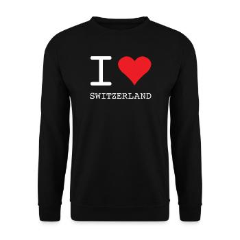 I LOVE SWITZERLAND Schweiz - Unisex Pullover - Schwarz - Vorne - Alina (178cm) & Michal (187cm)