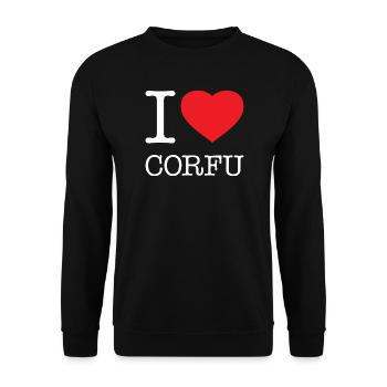 I LOVE CORFU - Unisex Sweatshirt - black - Front - Alina (178cm) & Michal (187cm)